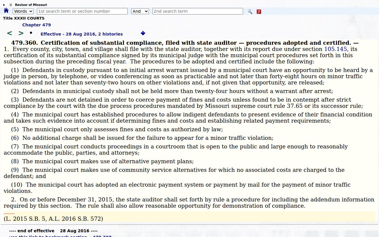 Missouri municipal hearing and warrant safeguards